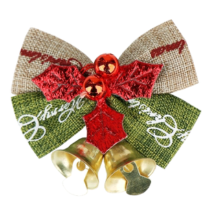 圣诞节麻布铃铛蝴蝶结  圣诞树装饰礼物迷你铃铛挂件商场布置道具