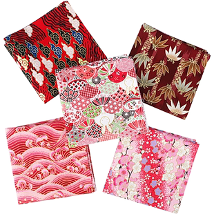 烫金棉布料50*50CM印花布棉麻布衣服装旗袍汉服民族风面料