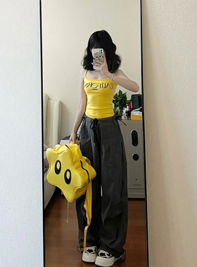 美式黄色小吊带辣妹打底背心女夏季纯欲性感内搭外穿短款无袖上衣