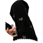 手绘兔子黑色加绒加厚阔腿裤女秋冬季爆款高腰显瘦垂感休闲直筒裤