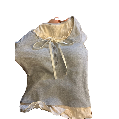 蕾丝花边假两件德绒打底衫女秋冬