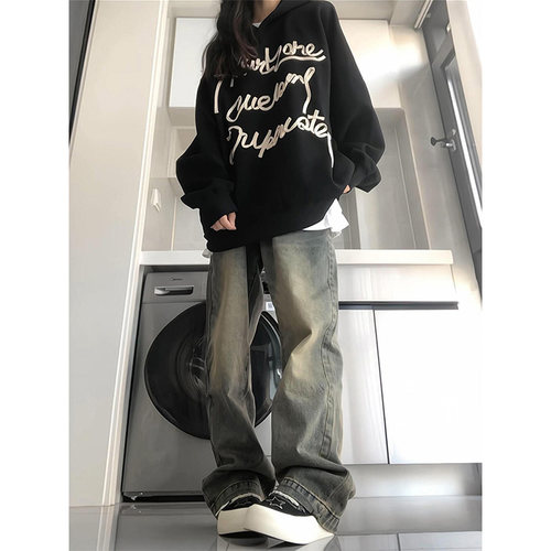 美式vibe高街裤子女秋冬新款水洗