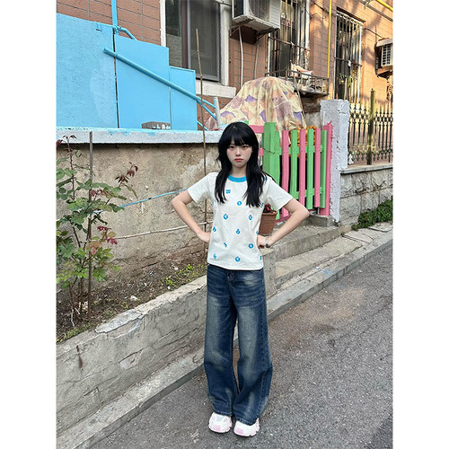 可爱搞怪童趣字母印花短袖t恤女