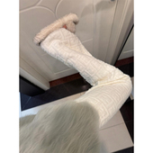 提花针织阔腿裤 高腰显瘦垂感软糯宽松白色休闲裤 女秋冬季 2025新款