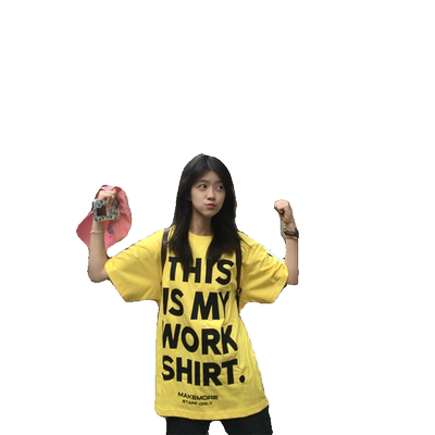 潮牌美式oversize黄色短袖t恤女