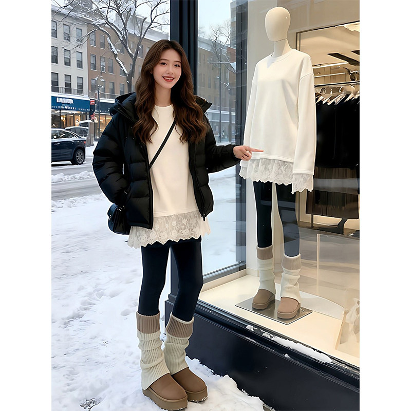 韩系蕾丝花边白色打底衫女内搭2026新款可外穿长袖t恤遮屁股上衣,女装/女士精品,T恤,淘宝优惠券,粉丝福利购,淘宝优惠卷
