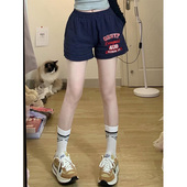 直筒外穿宽松高腰显瘦休闲纯棉阔腿裤 美式 薄款 女夏季 复古运动短裤