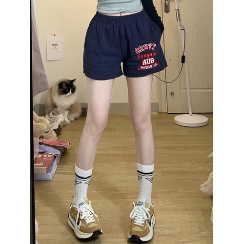 美式复古运动短裤女夏季薄款外穿