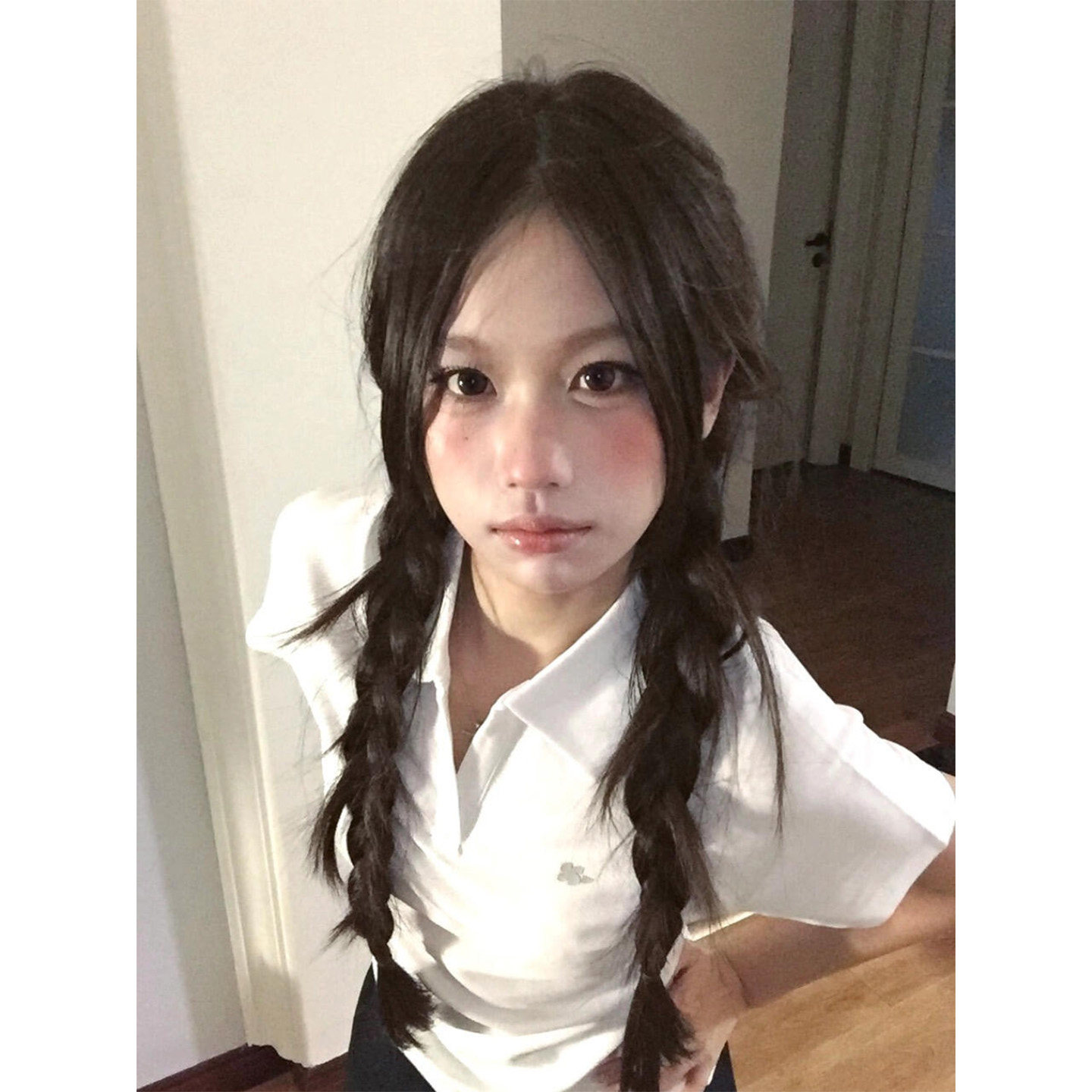 美式V领白色POLO衫t恤女夏季2026新款正肩短袖修身运动网球服上衣