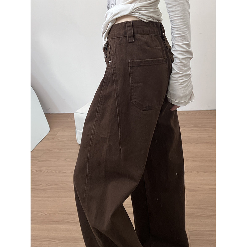 美拉德立体裁剪撞色线弯刀牛仔裤