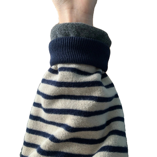 条纹圆领卫衣女小个子秋冬季加绒美式复古慵懒风无帽宽松长袖上衣