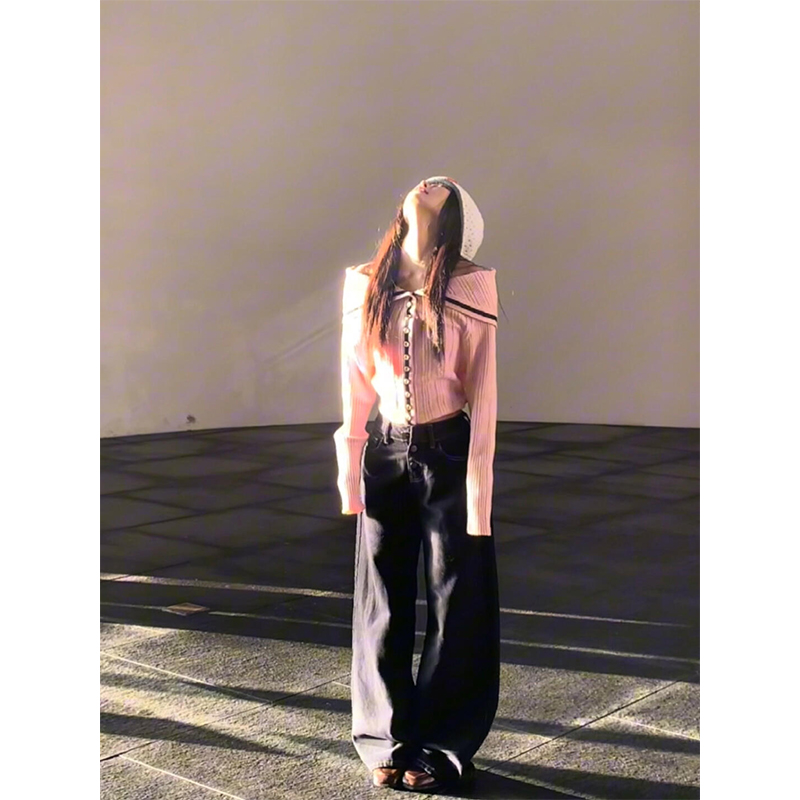 设计感海军领开衫针织毛衣女秋冬