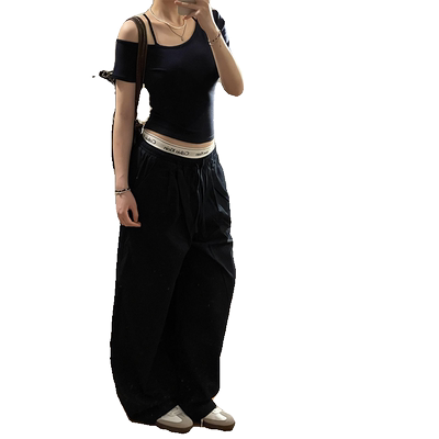 美式辣妹露肩设计感短袖t恤女夏
