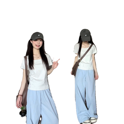 韩系正肩短袖t恤女夏季修身百搭