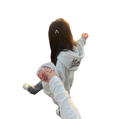 美式复古连帽刺绣小个子卫衣女春