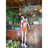 甜辣草莓水果印花短袖 t恤女夏季 修身 美式 显瘦正肩短款 设计感上衣