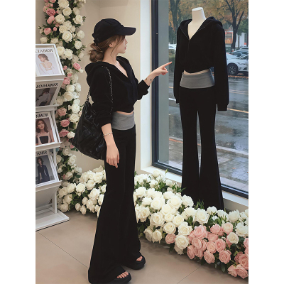 时尚休闲套装慵懒连帽长袖卫衣女