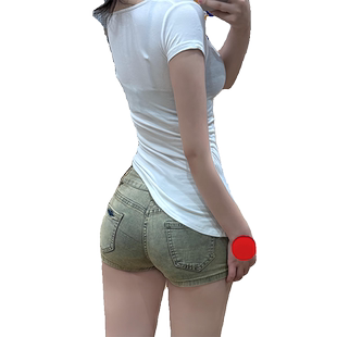 美式高街辣妹黄泥牛仔短裤女夏季紧身包臀显瘦a字高腰直筒阔腿裤