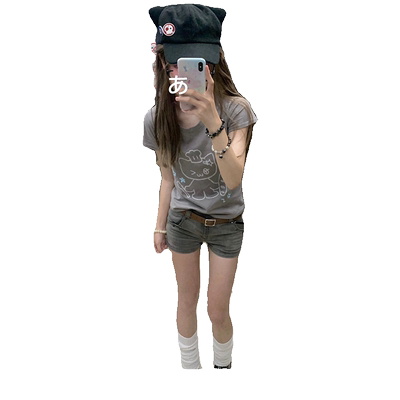 甜酷小个子卡通小猫短袖t恤女夏