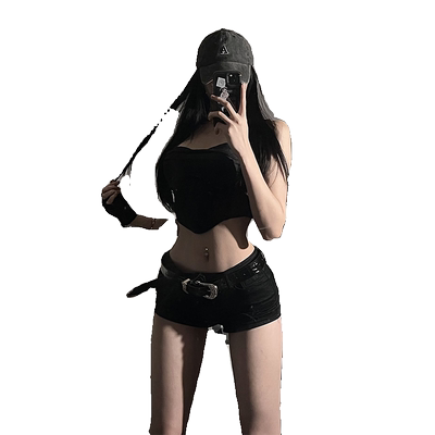 美式辣妹低腰黑色牛仔超短裤女夏