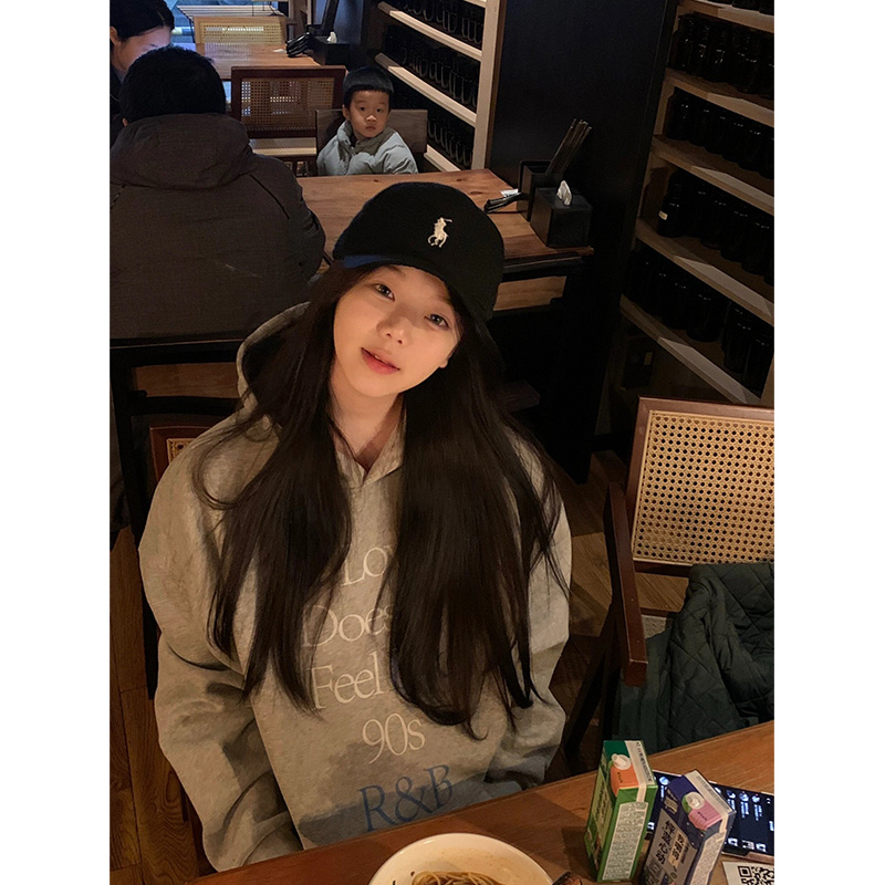 国潮牌美式灰色加绒卫衣女秋冬季