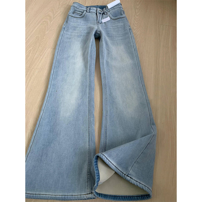 浅色加绒加厚微喇牛仔裤女冬季