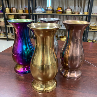 加厚不锈钢花瓶摆件现代创意客厅玄关花瓶干花绿植装饰摆设花瓶器