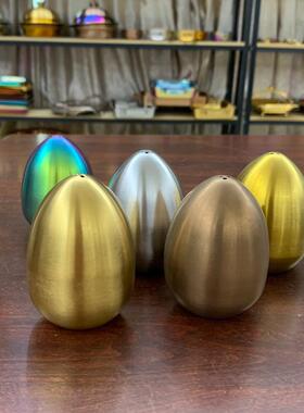 不锈钢调味罐创意鸡蛋型个性摆件家用厨房胡椒粉调料瓶三孔佐料罐