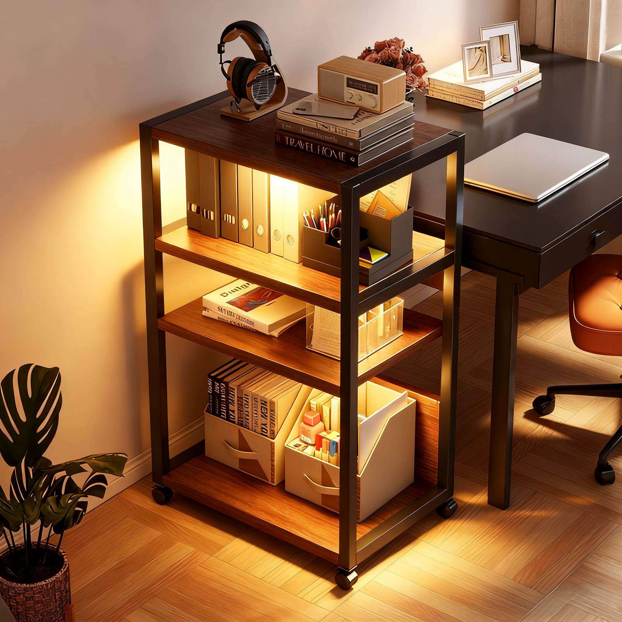 台式电脑主机托架打印机一体置物架办公室可移动多层落地机箱底座