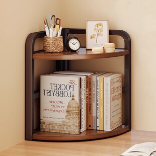 办公桌置物架桌面收纳简易工位书桌上转角小书架办公室靠墙三角柜
