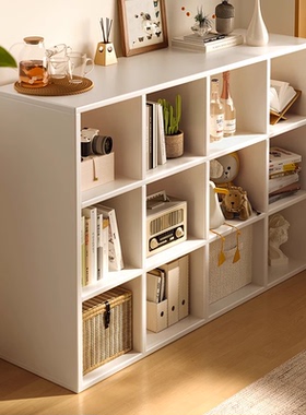 柜子储物柜书架置物架落地书柜家用收纳柜八格柜矮柜格子柜多层淘