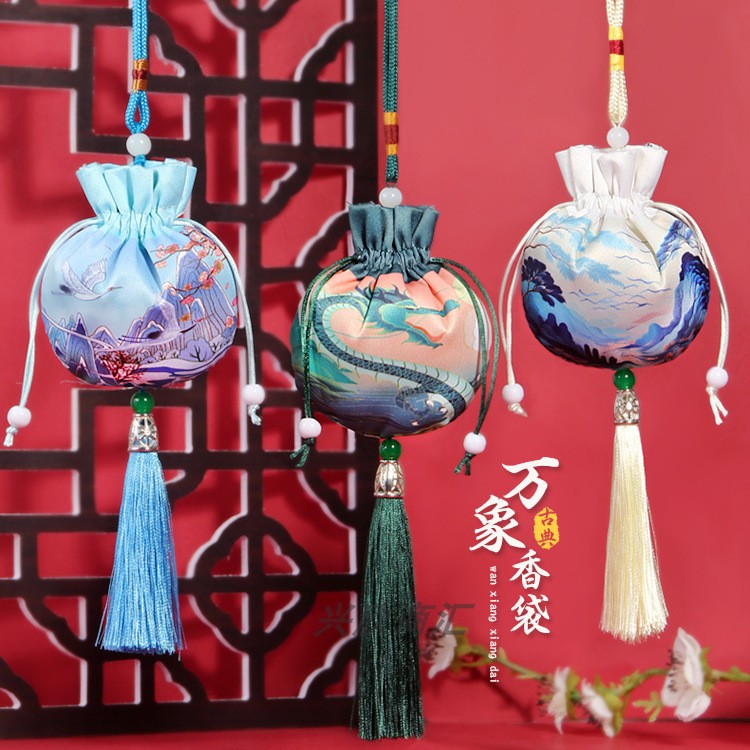 端午节香包香囊空袋随身万象印花汽车挂件香袋儿童宝胎发驱蚊荷包