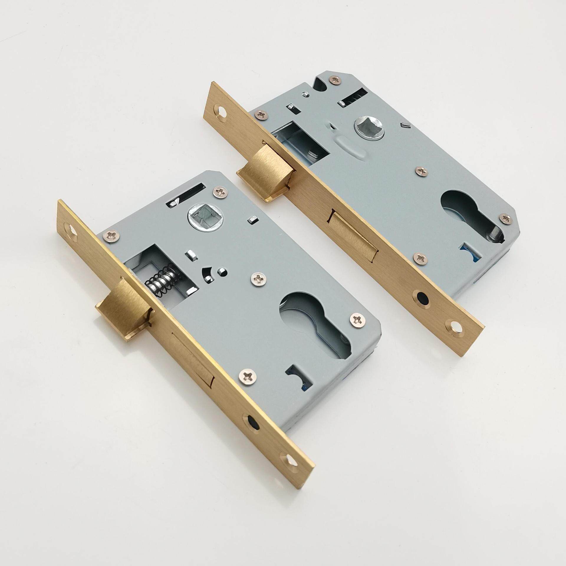 执手锁老式室内门木门小50大50黄铜锁体 铜舌铜面板 烤漆