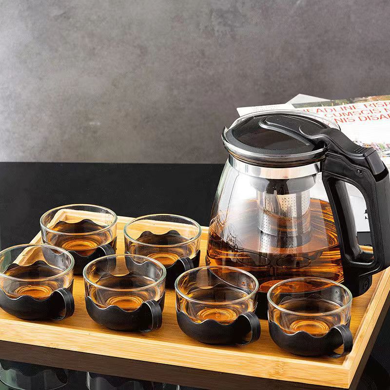 泡沫包装泡茶壶玻璃水具套装茶水分离功夫茶具一壶带水杯养生图片