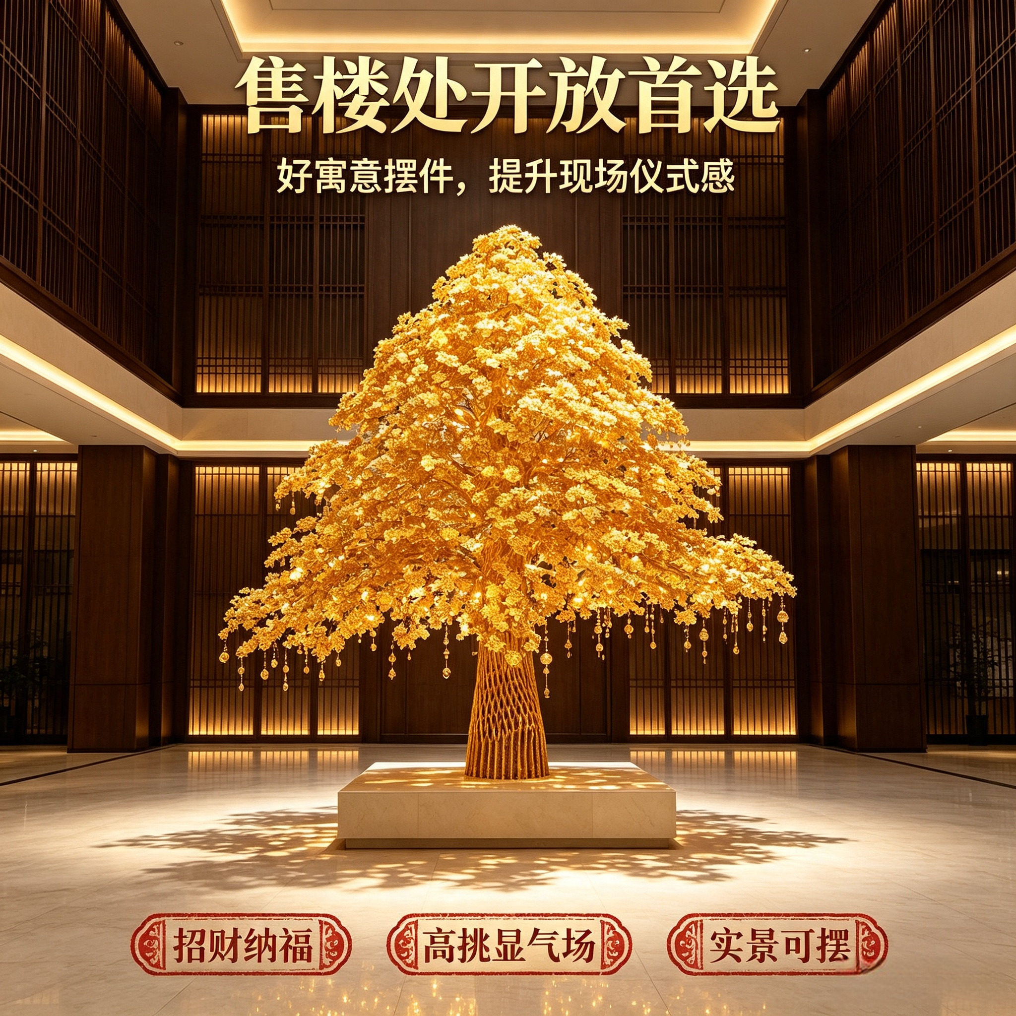 大型金黄树2.5米落地开业摆件