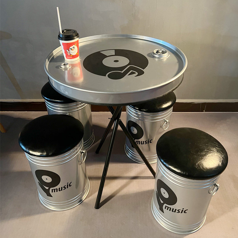 工业风汽油桶装饰摆件卡坐吧椅