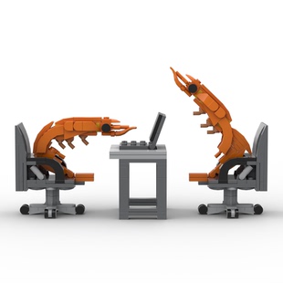 不是哥们摆件MOC积木虾拼装 网红创意搞怪玩具男女孩摆件礼物儿童