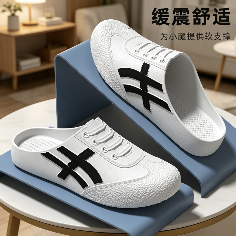 2026新款洞洞鞋男透气防滑包头韩版防懒人一脚蹬半拖凉拖沙滩鞋