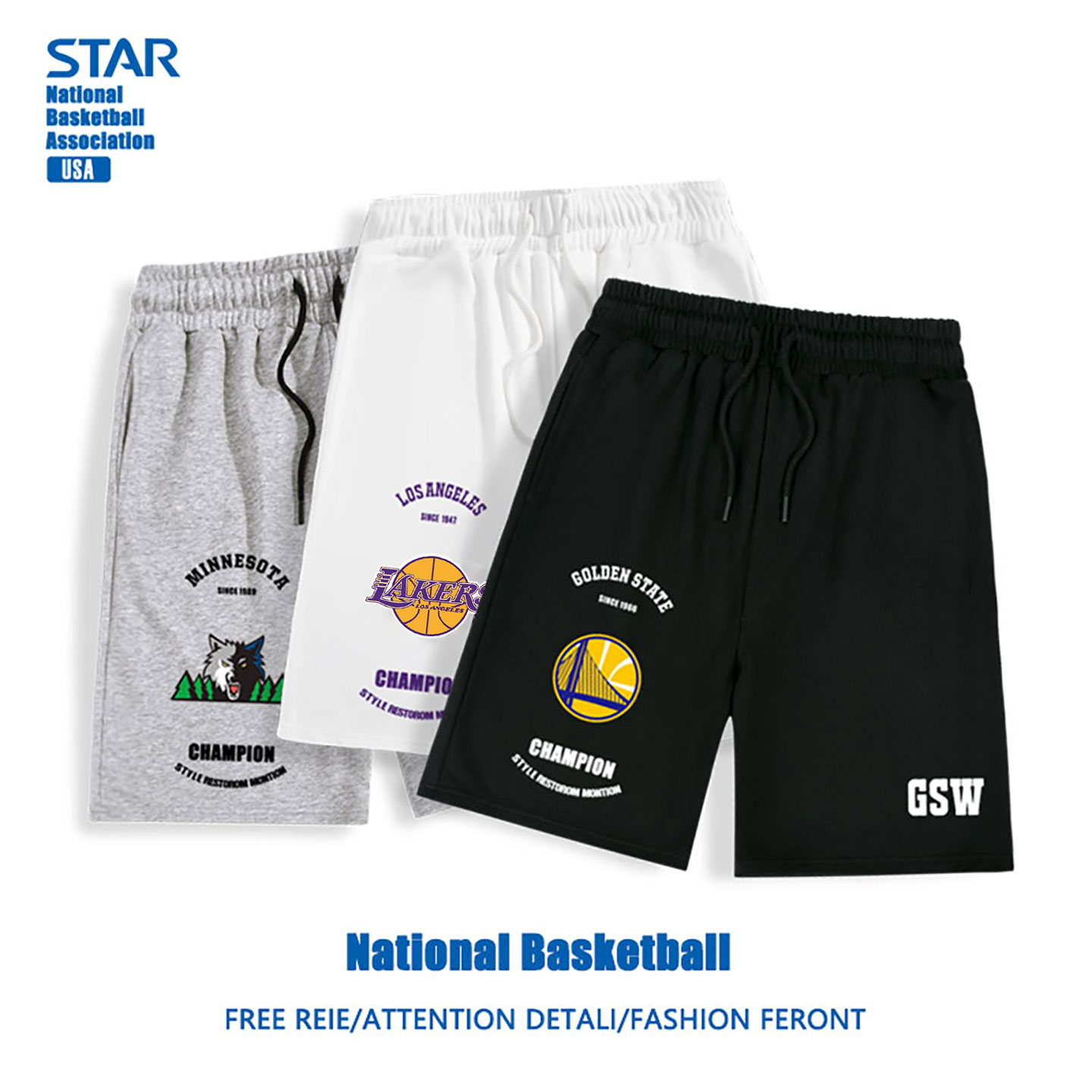 湖人公牛潮牌印花休闲篮球裤