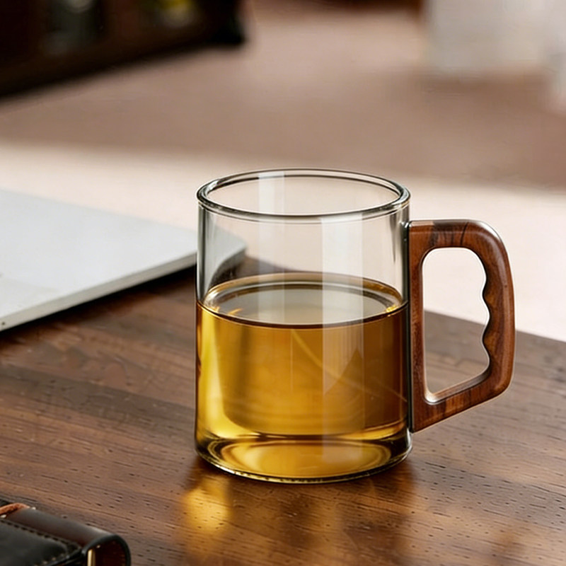 【黑胡桃木】办公带把喝水泡茶杯图片