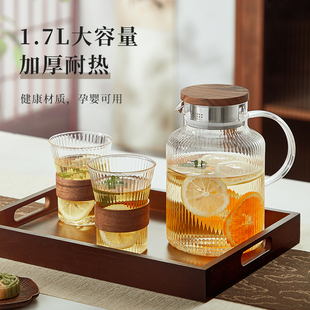 储水泡果茶凉水壶 冷水壶玻璃耐高温大容量家用密封带盖子防尘夏季