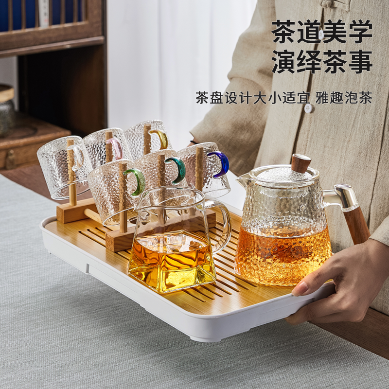 忆壶茶玻璃茶具套装轻奢锤纹家用办公高硼硅玻璃耐高温茶壶泡茶器