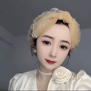 新款重工手工包头帽蝴蝶结头巾帽爆款回族女孩帽子方便旅拍印度帽