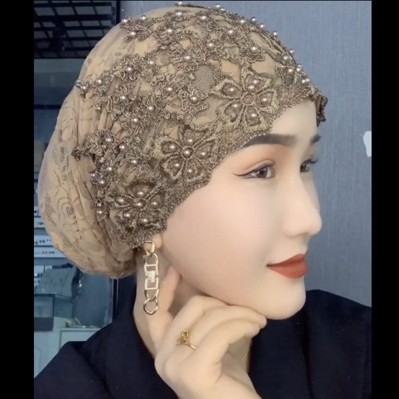 蕾丝绣花帽女士盖头妈妈包头帽