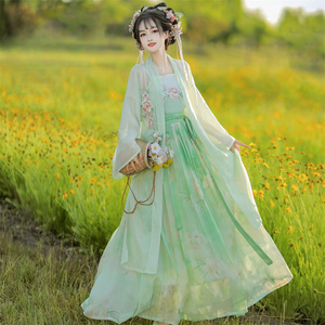 花蝶恋翡缇兰原创宋制汉服女2024新款夏季薄刺绣吊带长褙子百褶裙