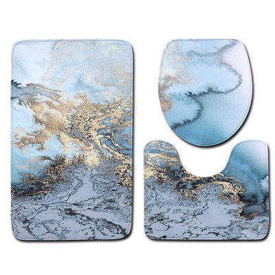 3Pcs/set Microfiber Bath Mats et Marble Pattern Pedestal