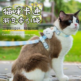 猫咪牵引绳防挣脱幼猫外出专用猫绳子宠物链子可调节网红遛猫绳子