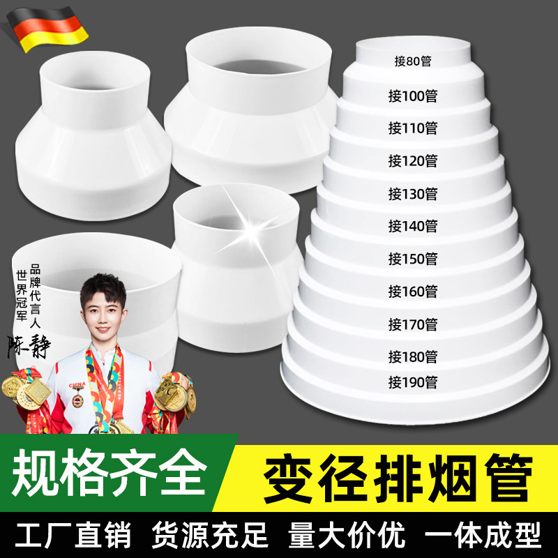 德国塑料大小头变径管pvc排风管烟管变径圈管道转换接头200150110