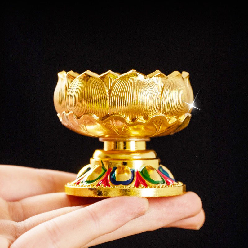 金属酥油灯底座莲花灯烛台长明灯座灯盏佛台家用供灯佛灯蜡烛台座