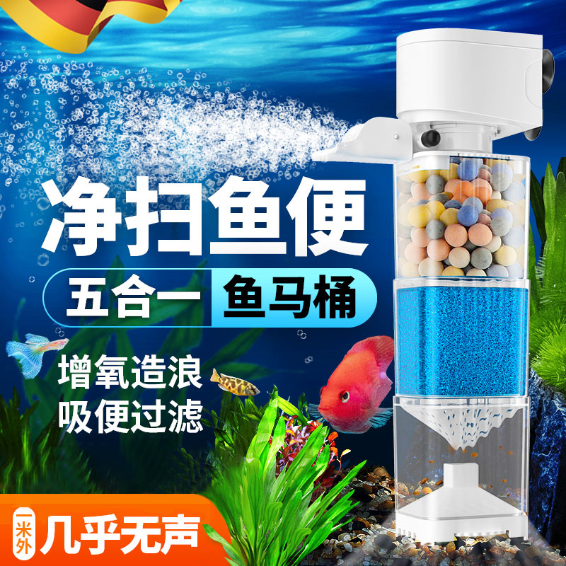 。德国品质鱼缸过滤制氧一体机小型免换水超静音净水循环水泵三合